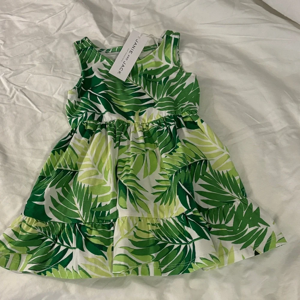 Janie and Jack Tropical Green Kids Dress - Picture 1 of 3